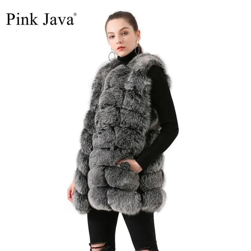 Rosa Java 19035 nuovo arrivo vera pelliccia gilet lungo gilet donna inverno cappotto di pelliccia spesso giacca moda abiti di pelliccia di lusso 201112