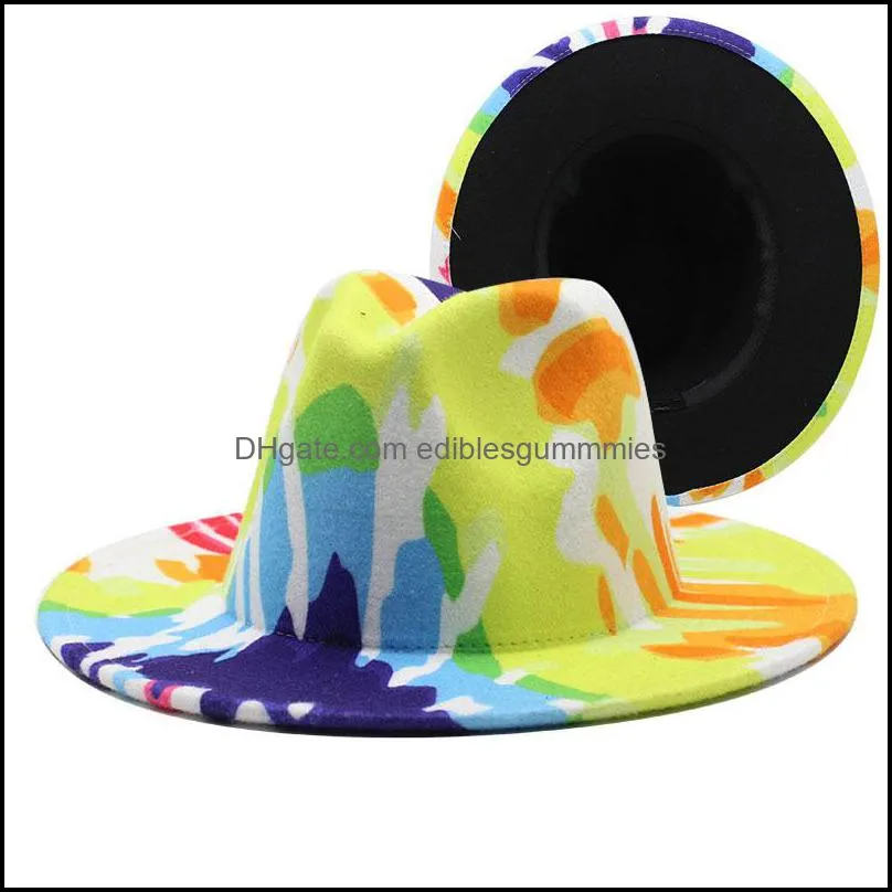 Colorful Wide Brim Church Derby Top party Hat Panama Felt Fedoras for Men Women artificial wool British Style Jazz Cap