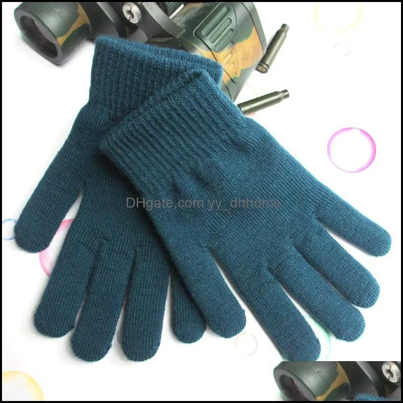 thicken warm winter gloves elastic knitting full finger glove solid color man lady glove outdoor mountain bike gloves mittens vt0888