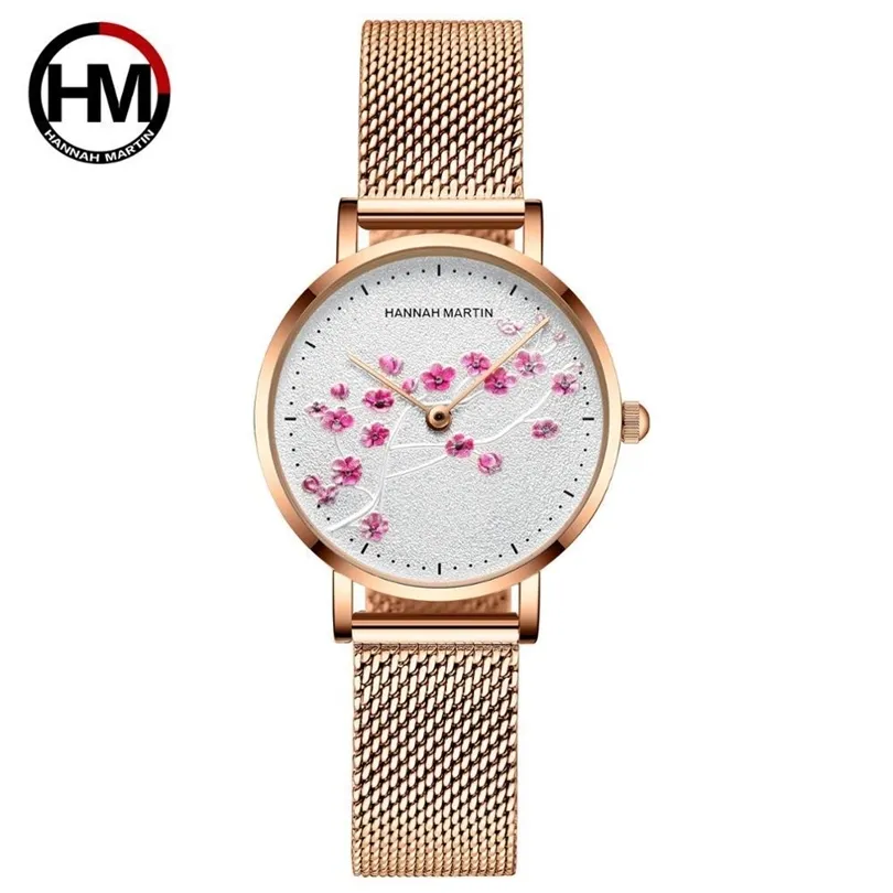 Japan Quartz Movement 10D Red Plum Blossom Genuine Leather Band Female Watch Ladies Wristwatches New Design Watches For Women 201116