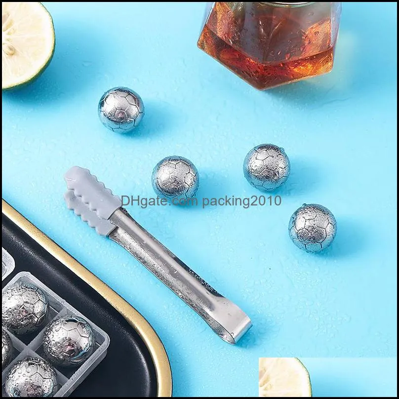 stainless steel ice cubes football shape cooler reusable chilling stones for whiskey wine cooling ball party bar accessories