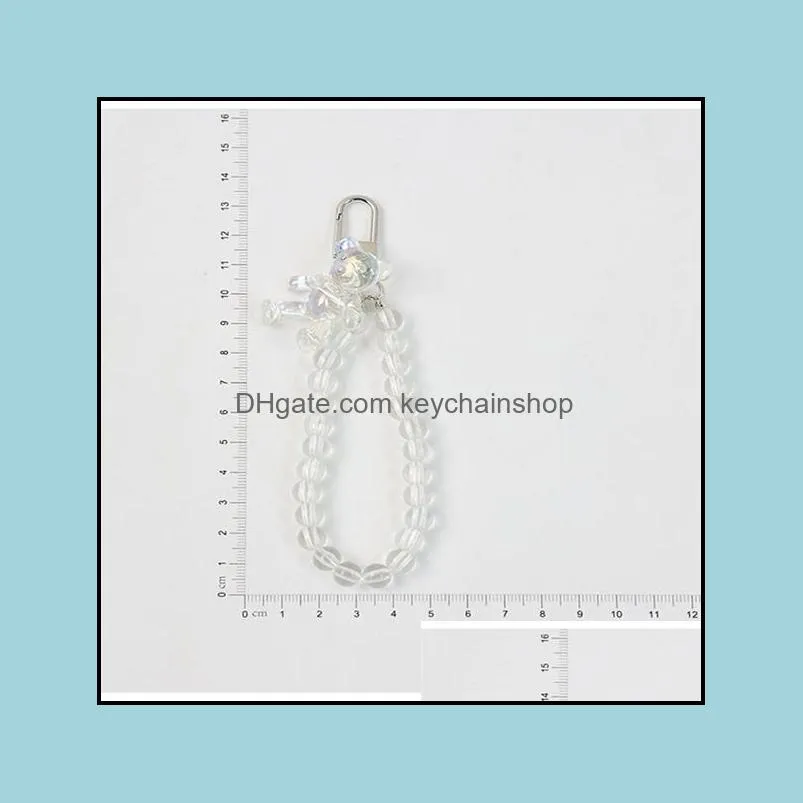 crystal bear butterfly keychain trendy dreamy transparent bead lanyards keyring for women car keys bag decor pendant for 