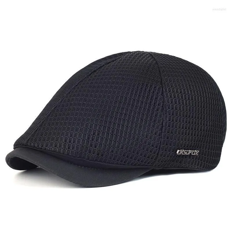 Berets Summer Mens Hats Breathable Mesh Sboy Caps Outdoor Gorro Hombre Boina Golf Hat Fashion Casual Solid Flat Cap WomenBerets Wend22