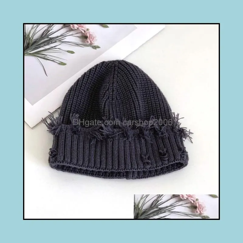 winter new woman burrs beanies hat fashion hole knitted bucket hat men casual warmer bonnet beggar melon skin cold hat wholesale