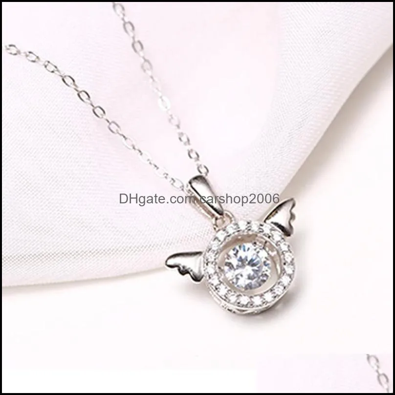 angel wings necklaces trend cute 925 heartbeat beating heart necklace carshop2006