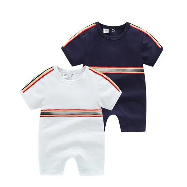 Retail Baby Merk Kleding Zomer Korte Mouw Rompertjes Toddler Katoenen Jumpsuits Infant O-Collar Onesies Pasgeboren One-Piece 0-24 Months