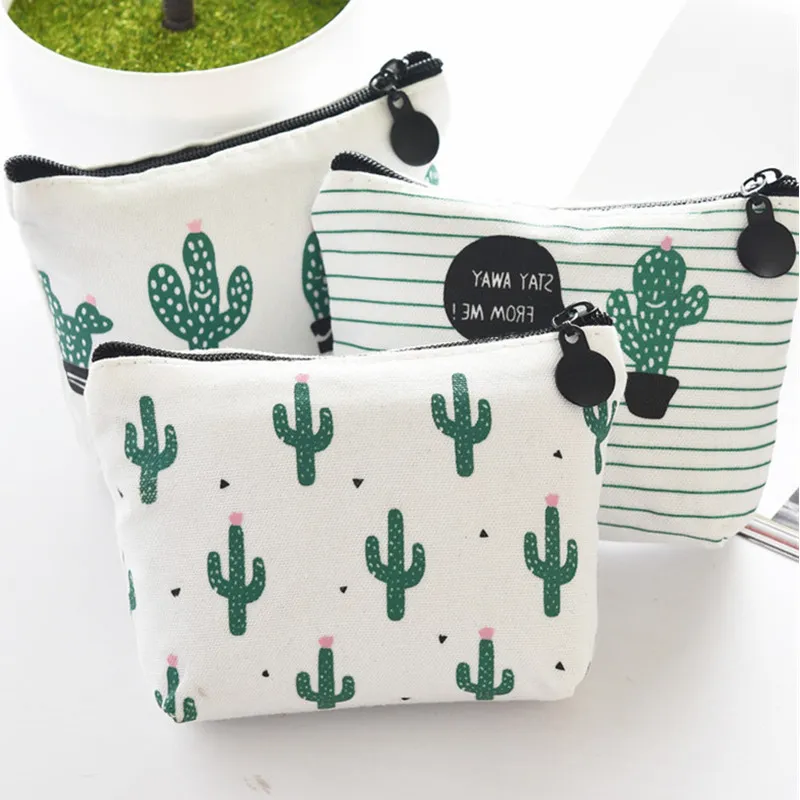 Moda Cactus Stampato Portamonete Portamonete in tela Portafoglio con cerniera Porta carte portatile Portachiavi Partysu Pochette Portafogli da donna Portafogli 2022 Monostrato