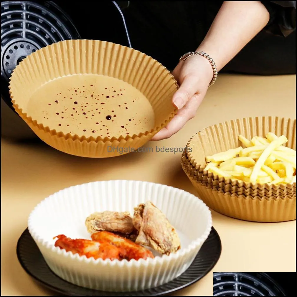 Bakeware Air Fryer Disposable Paper Liner Oil-proof Non-Stick Mat Barbecue Plate for Baking Roasting Microwave 16cm SEAWAY RRF14227