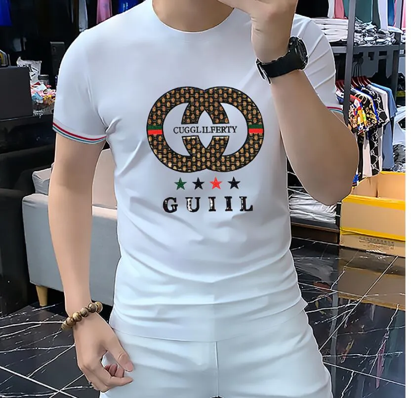 European Mens Short Sleeved Slim Fit T Shirts Trendy Comfortable
