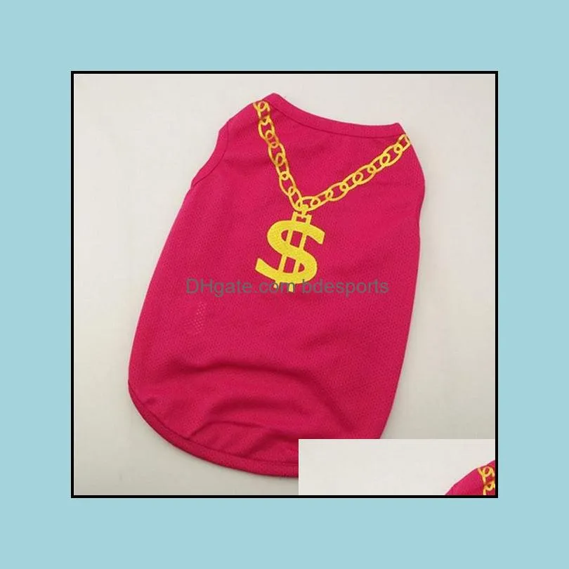 Summer Pet Vest Clothes Gold Necklace T-shirts Small Dogs Net Mesh Apparel