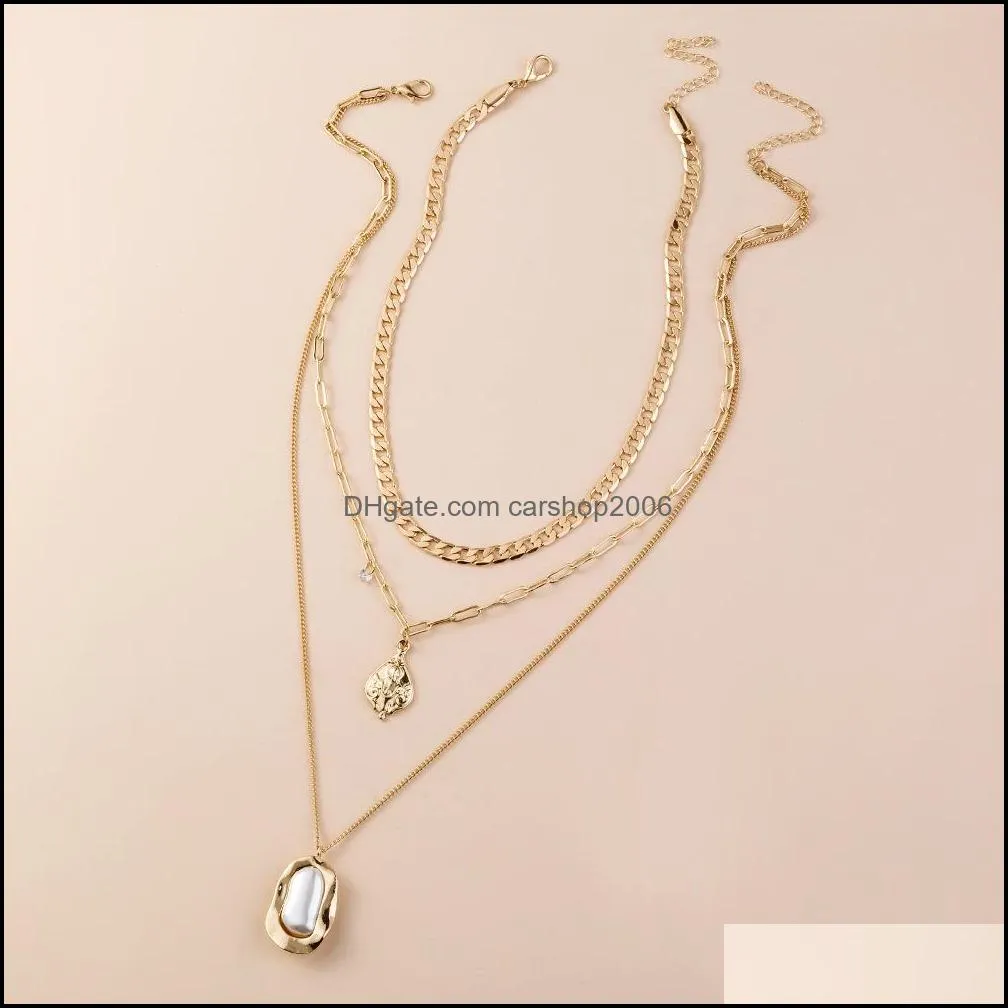 europe and america crystal new style women`s multilayer pearl pendant necklace handmade necklace popular jewelry