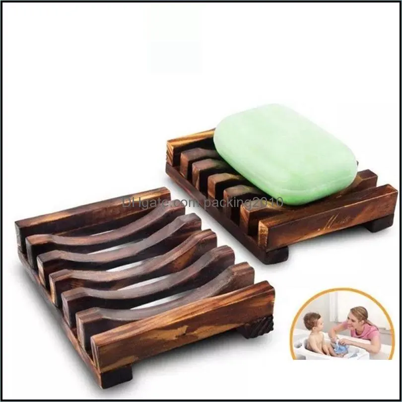 wood soap holder portable bamboo wooden soapdish shower case container storage box bathroom kitchen tool wll581