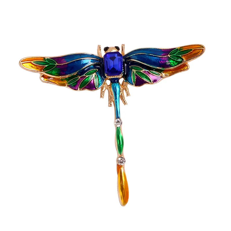 Vintage kroplówka Emalia Emalia Dragonfly Pins dla mężczyzn kobiety Elegancka broszka mentalna odzież Akcesoria biżuterii