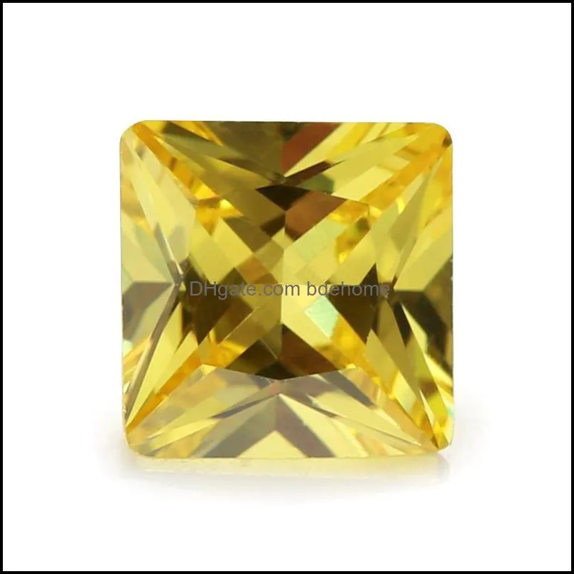 Wholesale Facotry direct 100 PCS/ bag 10*10 mm asscher Faceted Cut Shape 5A VVS Loose champagne Cubic zirconia for jewelry diy