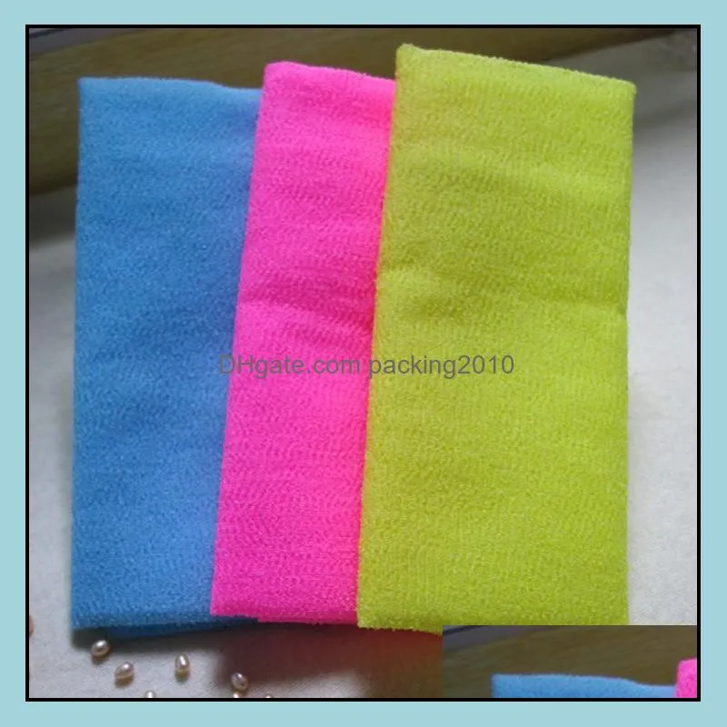 30*90cm Salux Nylon Japanese Exfoliating Beauty Skin Bath Shower Wash Cloth Towel Back Scrub Bath Brushes Multi Colors DHL SHip