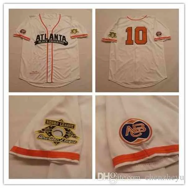 Xflsp Atlanta Jersey # 10 maillots de baseball blancs de la ligue noire