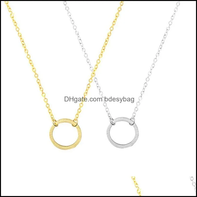 pendant necklaces stainless steel simple dainty empty circle round karma necklace for women minimalist jewelry party giftpendant