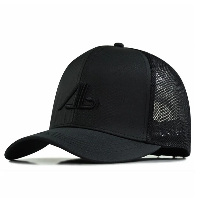 Xxl 62-68cm grote hoofd man plus size baseball cap mannen zomer dunne polyester mesh trucker hoed mannelijke 3d borduurwerk hoeden 220318