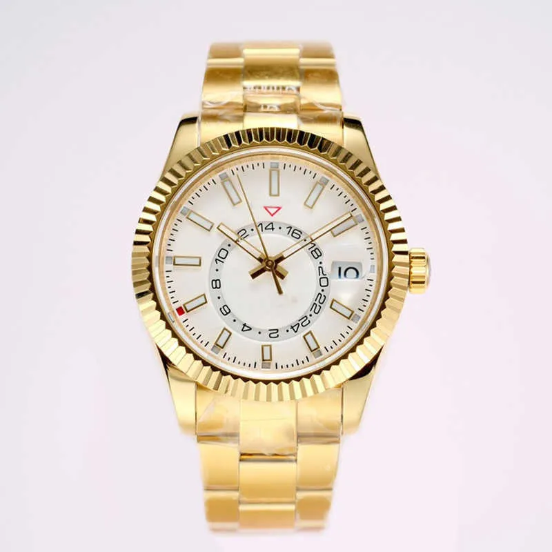 2022TOP uomo uomo oro bianco 18 carati 904l 2 orologi movimento meccanico automatico icedout orologio zaffiro inossidabile master montre de luxe