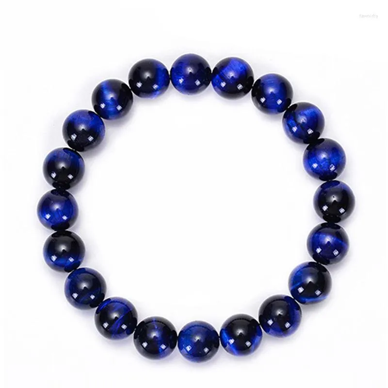 Beaded Strands High Quality Blue Tiger Eye Buddha Bracelets Natural Stone Round Beads Elasticity Rope Men Women Bracelet Fawn22