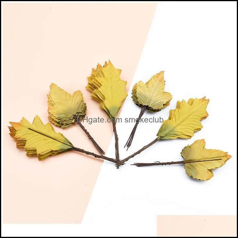 12pcs Cheap Silk Maple Leaf Fake Leaves Christmas Wreaths Decor For Home Wedding Diy Gifts Box Scrapbooking Artificia jllpFJ