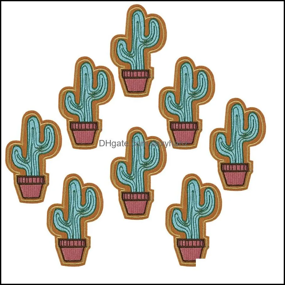 diyes for clothing iron embroidered cactus applique iron ones sewing accessories badge stickers on clothes bag