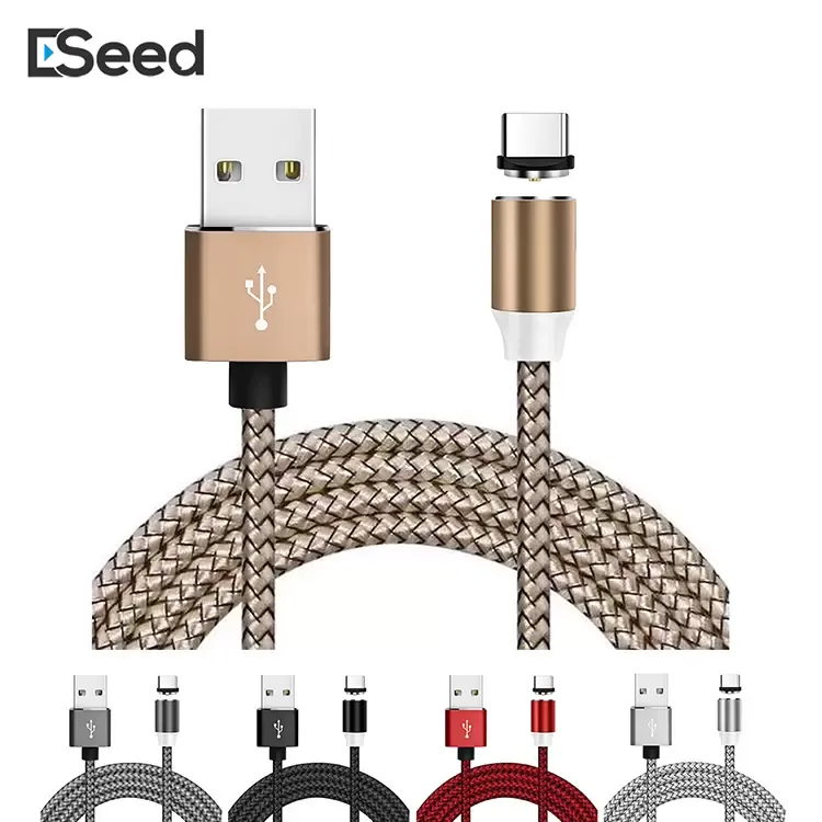 삼성 화웨이 퀵 케이블 용 1 자석 유형 -C 마이크로 USB 케이블 빠른 충전 나일론 마그네틱 핸드폰 케이블