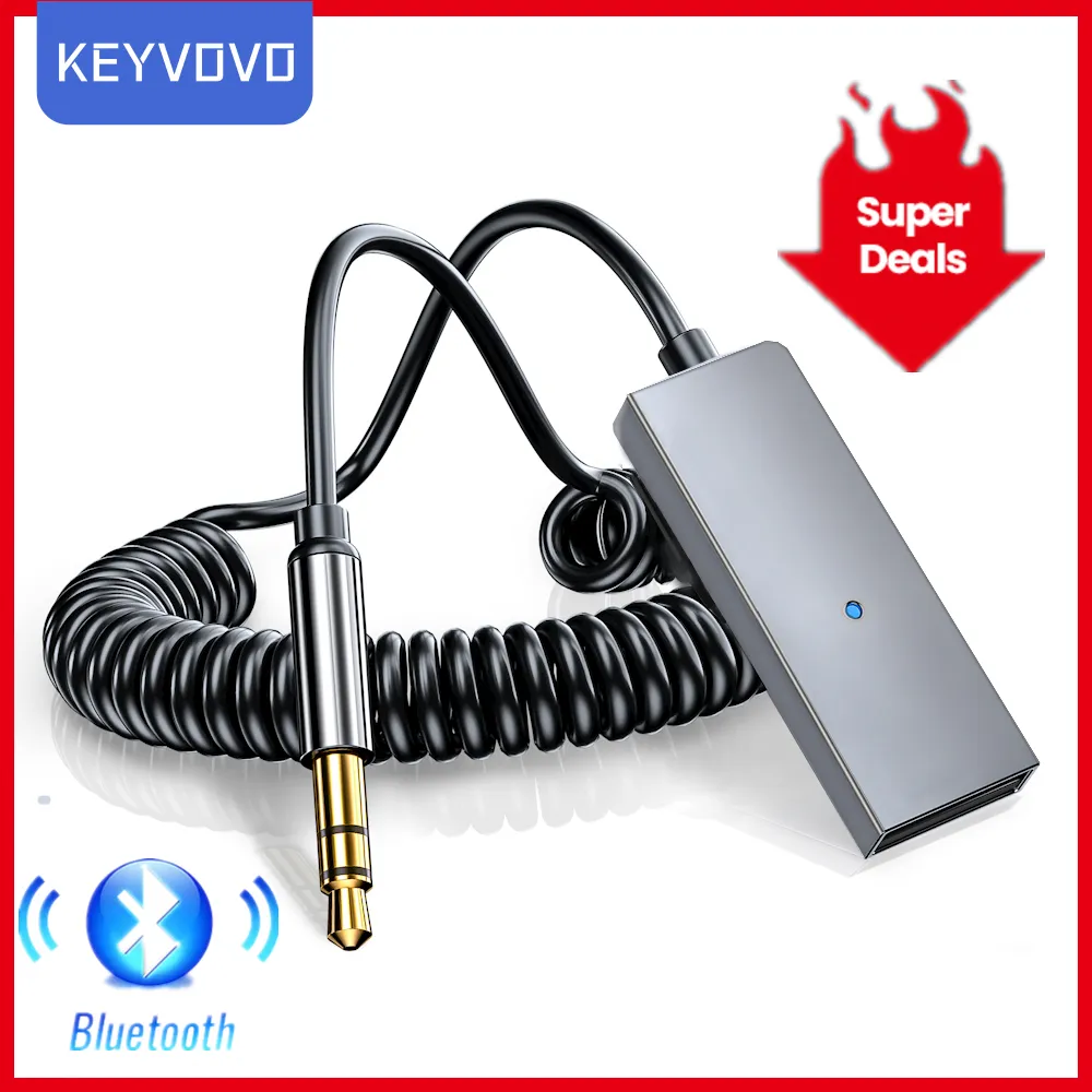 Bluetooth Aux Adapter Drahtloser Autoempfänger Dongle USB auf 3,5 mm Klinke Audio Musik Mikrofon Freisprecheinrichtung Auto Lautsprecher Senderkabel