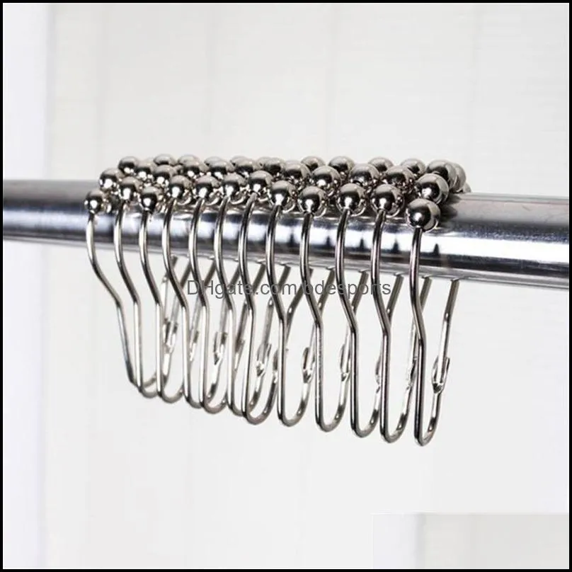 Shower Curtains Ring Hooks Metal Bathroom Clip Easy Glide Polished Showering Curtain Rings Hook LX1334 569 S2