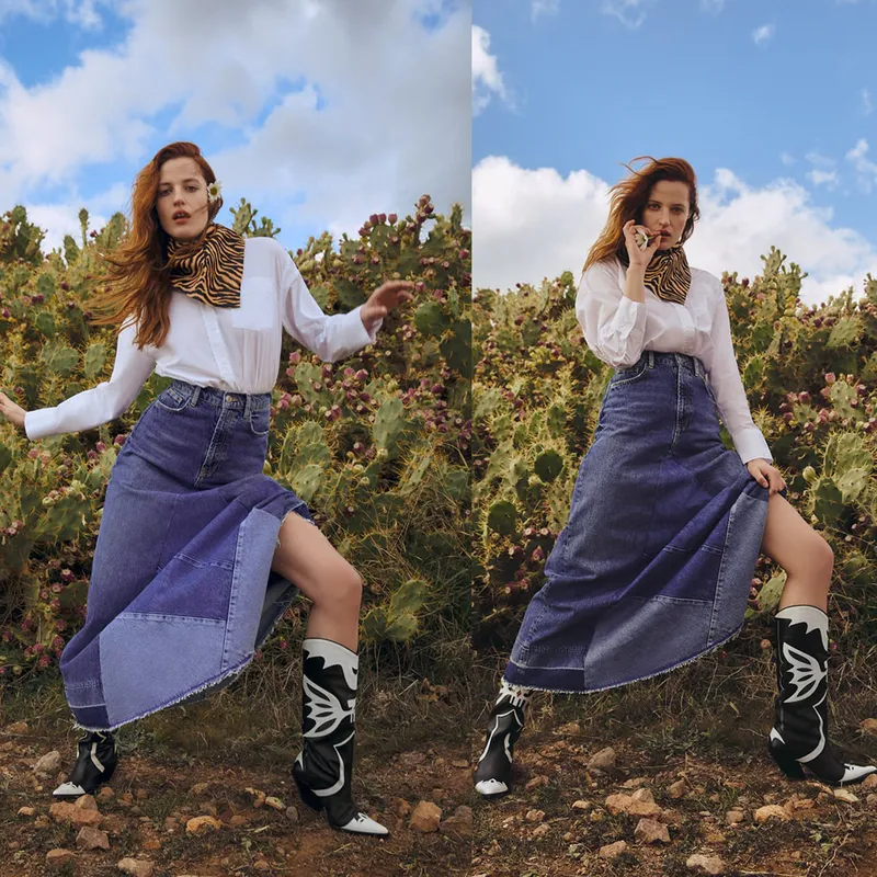 Cowboy cowgirl knie hoge lange laarzen vlinder geborduurd zwart witte retro dikke hiel westerse laarzen glijden op schoenen voor 2024