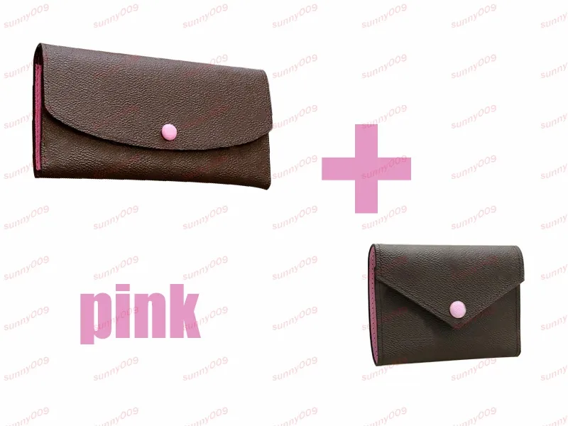 2 stks Designer Wallets Classic hoogwaardige vrouwen creditcardhouder tassen mode korte en lange roze portefeuilles portemonnee