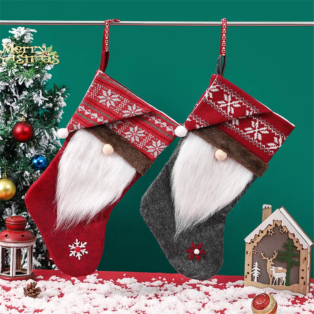 Santa Swedish Gnome Christmas Stockings Personliga Plush Xmas Hanging Socks For Home Pise Pise Tree Decor XBJK2208