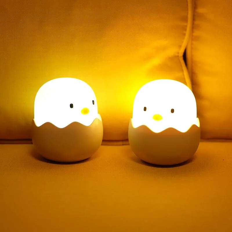 Night Lights Led Egg Shell Lamp Silicone Darum Light Touch Switch For Children Kids Baby Bedroom Decorative Maison Bedside BedNight