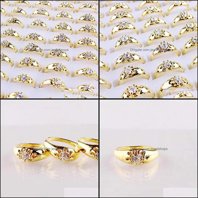 Qianbei Wholesale Mixed 50pcs/set New Style Flower Crystal Rhinestone Wedding Ring for Women Fashion Jewelry Silver Color Rings