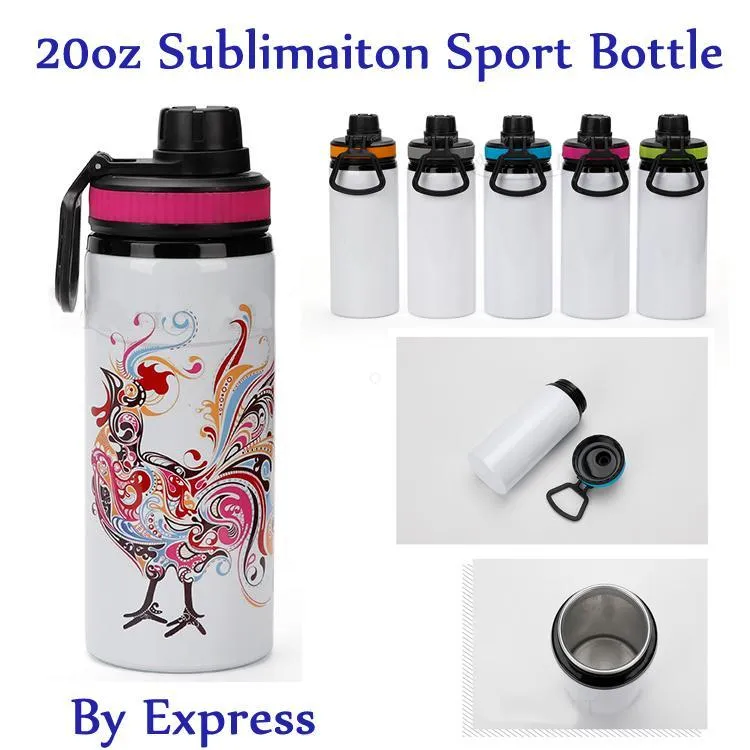 Nieuw!! Sublimatie nieuwe 20oz aluminium tumbler sport fles water flessen met handgreepliden door E