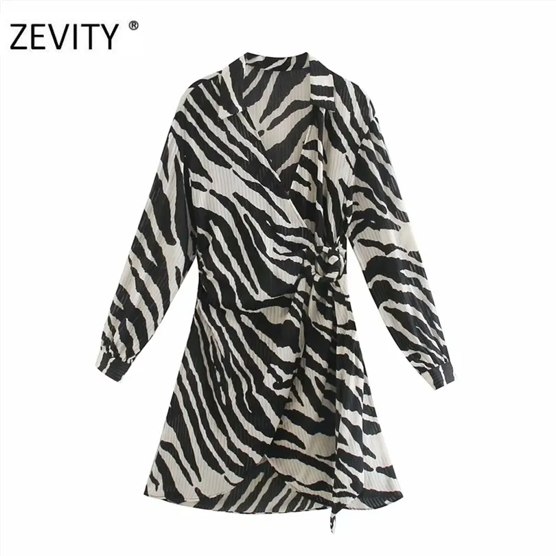 Zevity Femmes Vintage Animal Texture Print Sashes Mini robe Femme Batwing Sleeve Kimono Vestido Chic Robes minces décontractées DS4266 210401