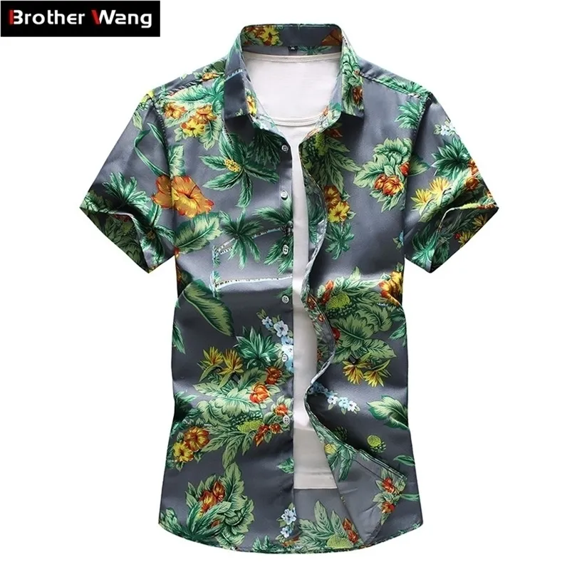 16 Färg Men Hawaiian Short Sleeve Shirt Summer Ny casual tryck Flower Shirt MANA Märke Kläder plus storlek 5xl 6xl 7xl