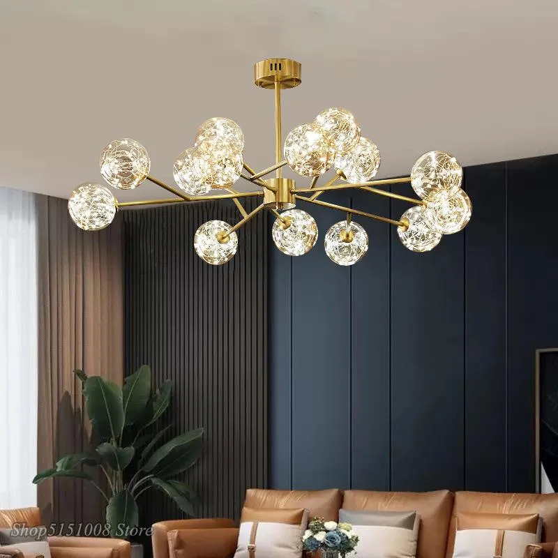 Lampes suspendues Plafond de luxe nordique Gypsophile Haricot magique Salon Lustre Lumière Maison Créative LED LustresPendentif