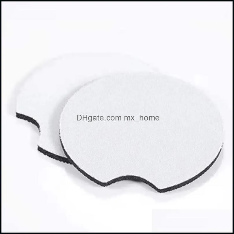 blank white neoprene rubber car coaster mats for sublimation 6.5cm anti-skid round cup mat pad drinks coasters wll1041