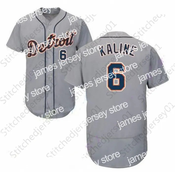 대학 야구 착용 6 Al Kaline Baseball Wear Jersey 1968 Cooperstown 그레이 크림 명예의 전당 패치 화이트 남성 저지