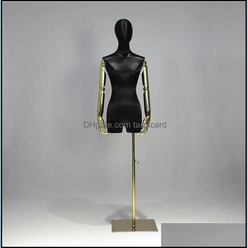 Clothing store model props Commercial Furniture female half length high end silk satin golden arm wedding dress display rack window show