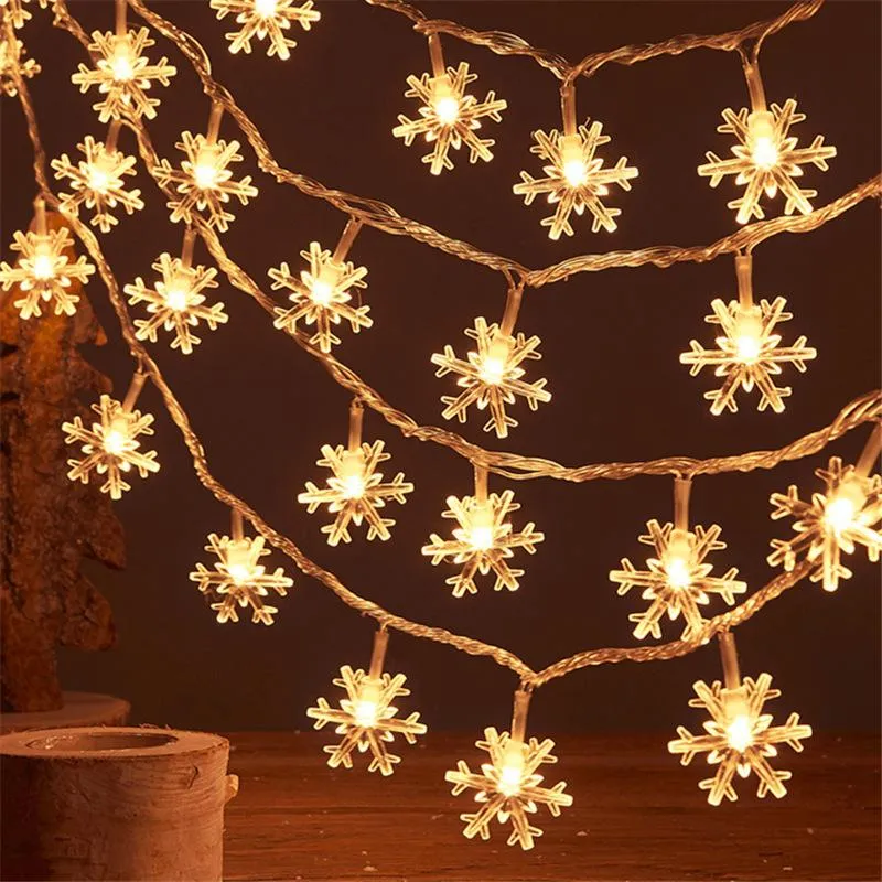 Strings LED 1,5 m 3m sneeuwvlok touwtjes Lichten Fairy Light Battery-Operated Garland Year Christmas Decorations Noel Navidadled Stringsled