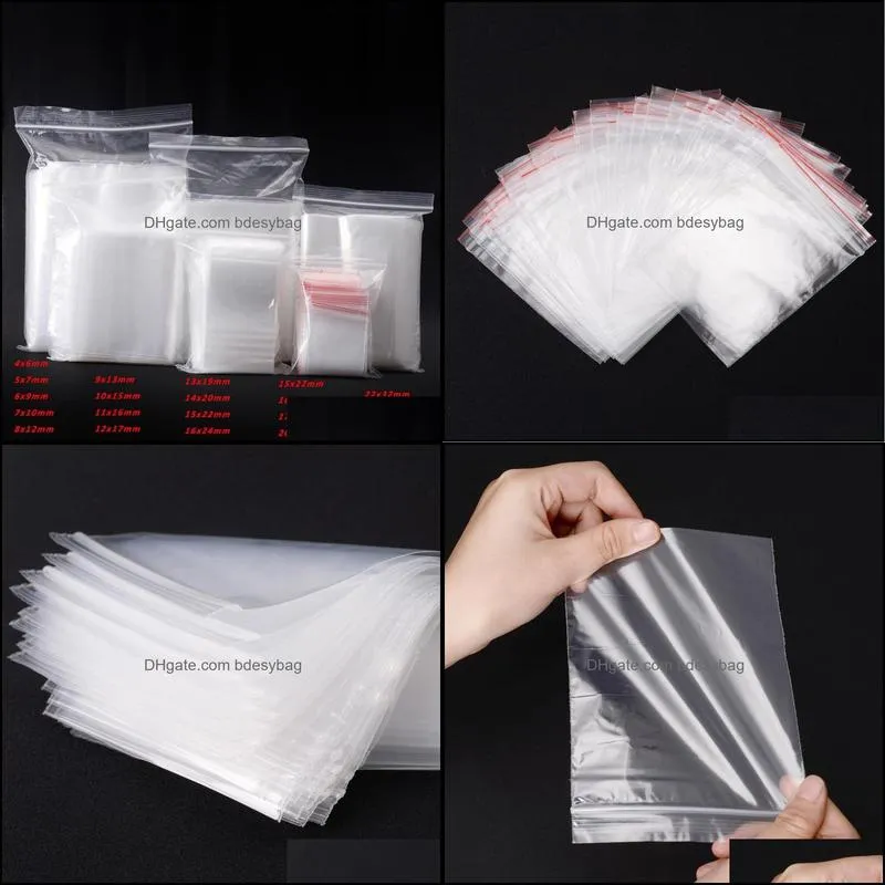 Jewelry Pouches, Bags IYOE 20-100pcs 17 Size Resealable Zip Lock Bag Plastic Transparent Package Small Beads Food Storage