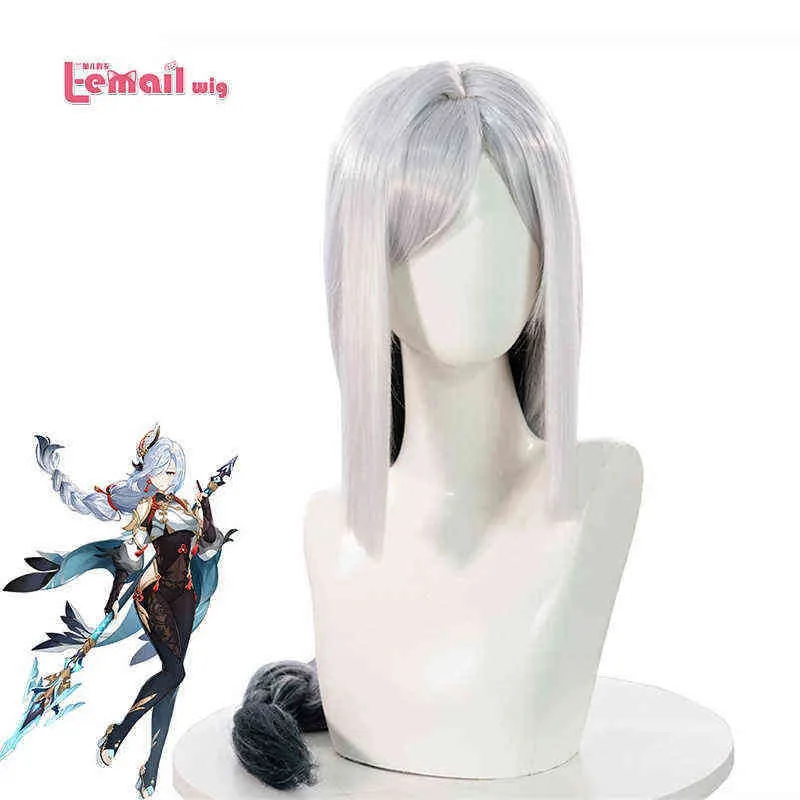 L-E-e-e-email парик Синтетические волосы Genshin Impact Shenhe Cosplay Wigs парик длинная прямая женщина теплостойкость 220525