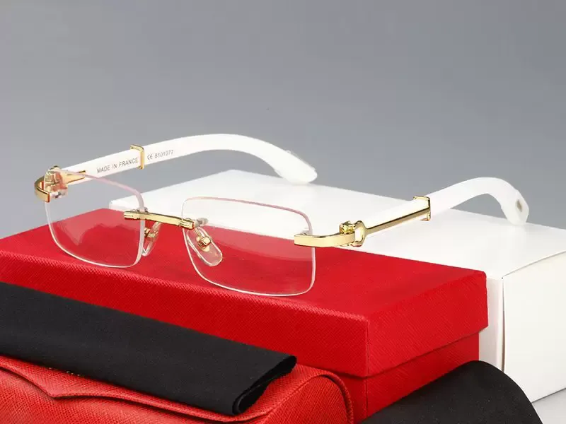 남자 자동차 호랑이 안경 디자이너 선글라스 여성 패션 프레임리스 사각형 코팅 버팔로 혼 선글라스 UV400 안경 나무 남성 안경 안경 안경 안경.