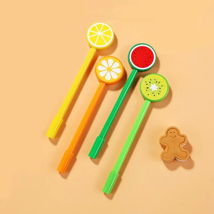 Fruit Neutral Pen Cartoon Cute Creative Small  Candy Color Student With Stationery Test Prizes 0.5mm Black Sign Office Holiday Gift Pens