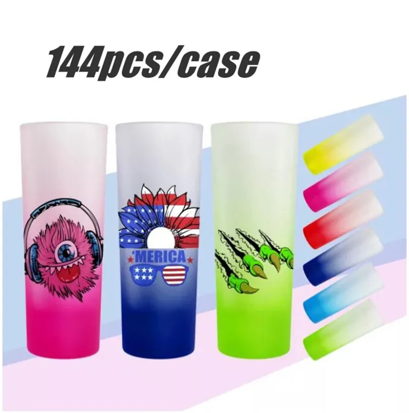 Local Warehouse 3oz Sublimation Shot Glass Gradient Colorful Cups 6 Colors Frosted Mini Wine Tumbler Colorful Cup A02