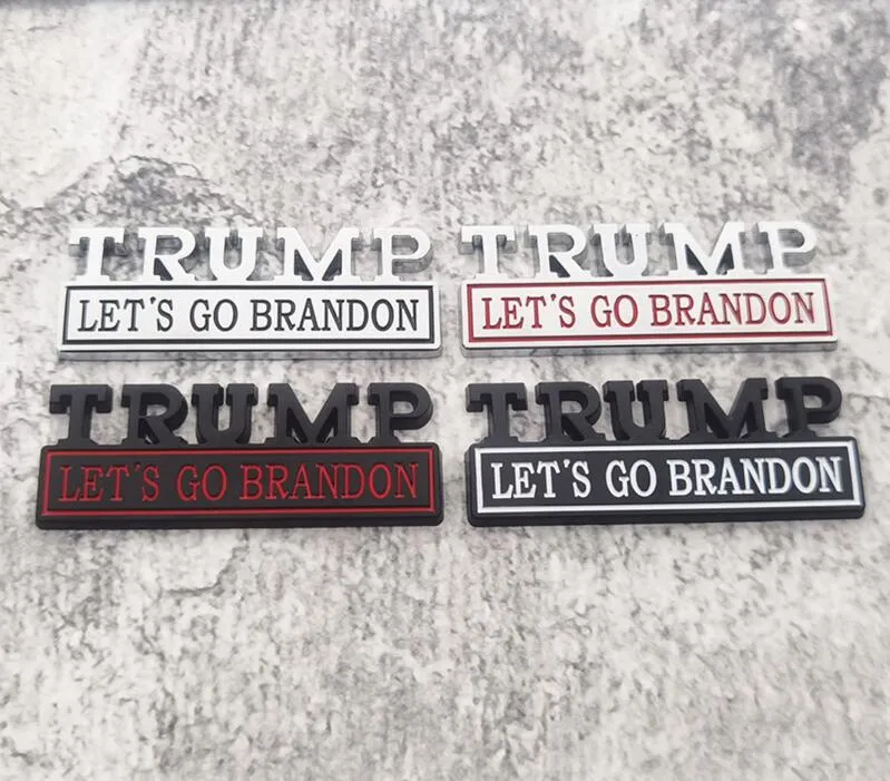 Décoration de fête 1PC TRUMP laisse aller brandon autocollant de voiture pour Auto camion 3D Badge emblème décalcomanie Auto accessoires 15x4cms