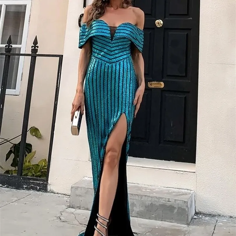 Elegant Off Shoulder Sequin Gown: Backless Maxi Dress For Summer Evenings Green  Off Shoulder Dress From Dou04, $54.01 In Bulk | DHgate.Com