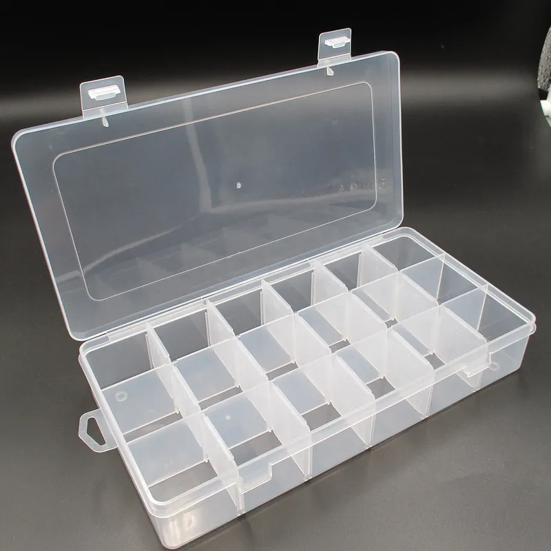 18 Siatki Biżuteria Przechowywanie Plastikowe Box Fishing Gear Akcesoria Przezroczyste Schludne pudełka Desktop Kosmetyki Sundries Supplies BH6232 Wly